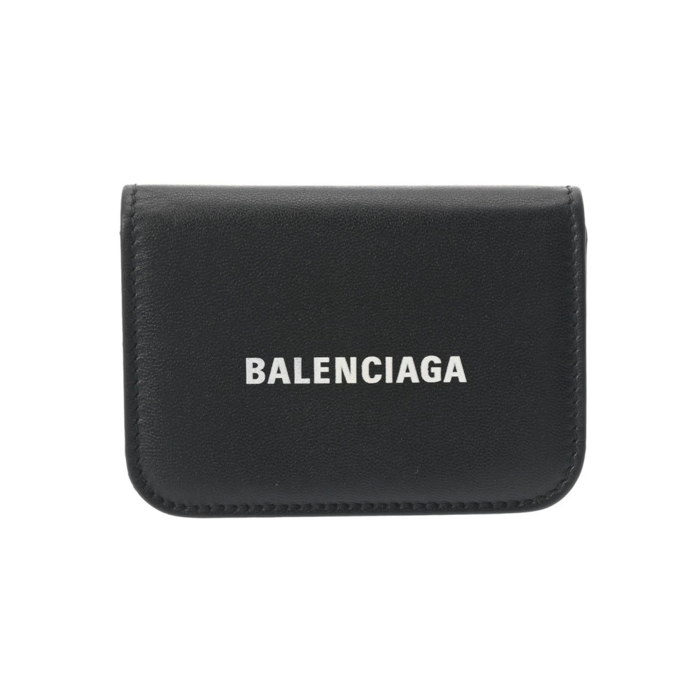 BALENCIAGA Cash Wallet Black Leather Tri fold